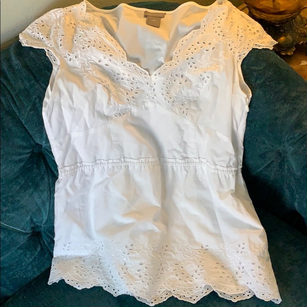 Ann Taylor white eyelet top